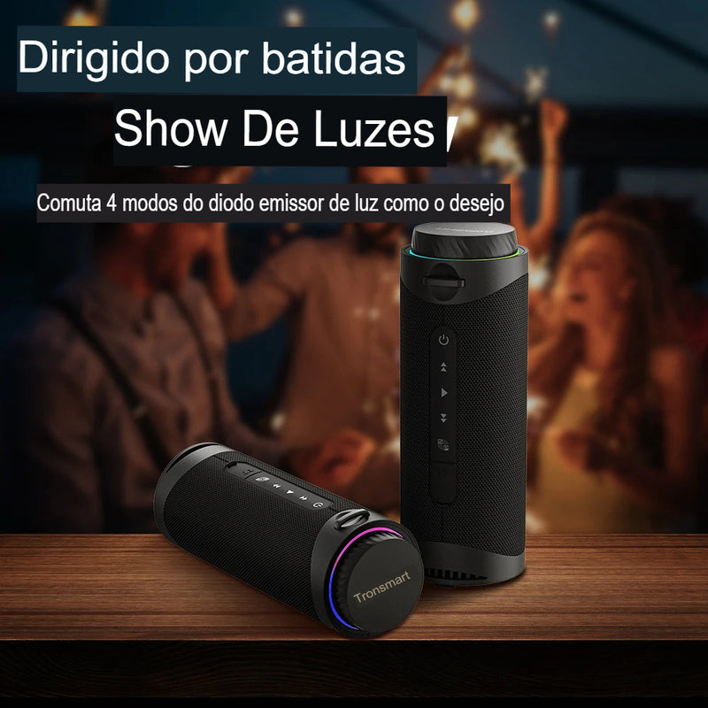 Caixa de Som Bluetooth Premium com Iluminação LED e Som Surround 360°