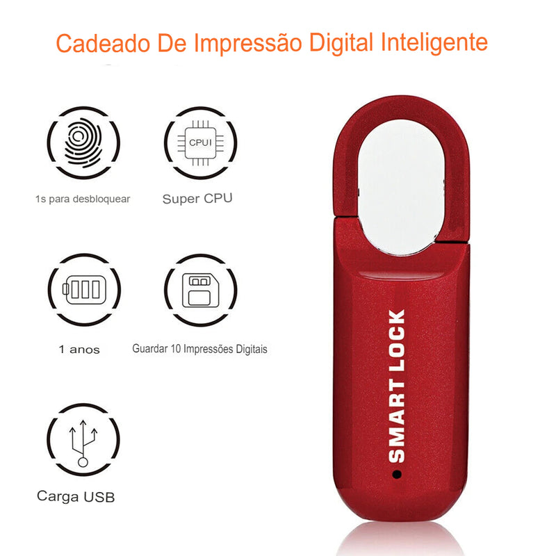 Cadeado com Desbloqueio por Impressão Digital Smart Lock